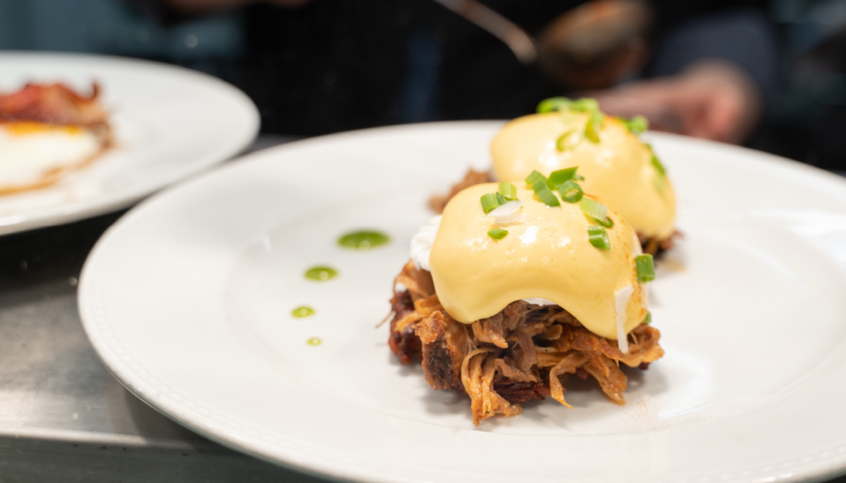 Image of Pumpkin BBQ  Pulled Pork Eggs Benedict